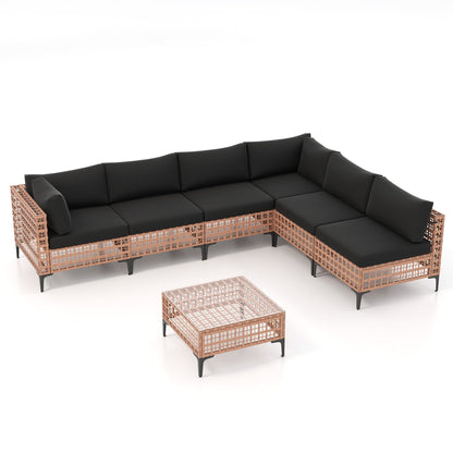 6 - Person Outdoor Sectional Seating Group with Cushions