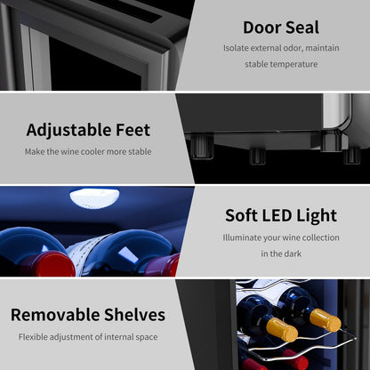 Réfrigérateur à vin 6 bouteilles (8-18 °C), mini-refroidisseur à boissons autonome pour l'été, refroidisseur à vin avec contrôle de la température