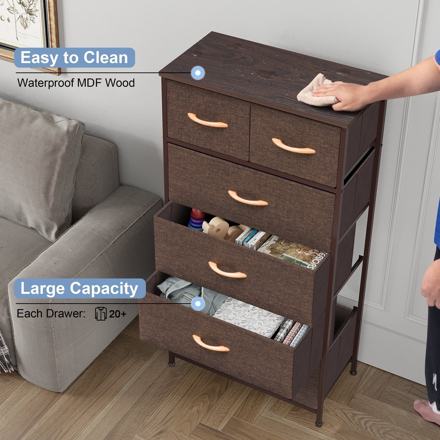 6-drawer Chest Vertical Dresser Storage Tower by Crestlive Products