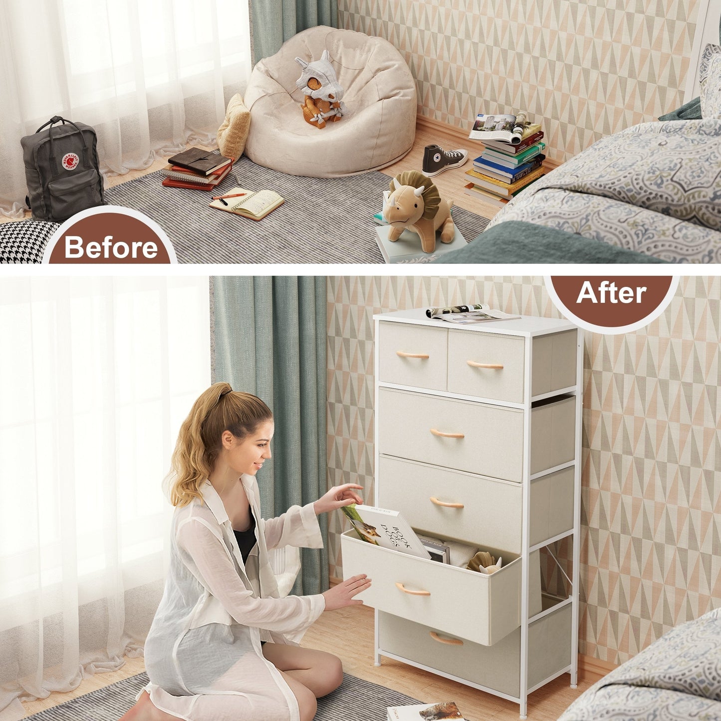 6-drawer Chest Vertical Dresser Storage Tower by Crestlive Products