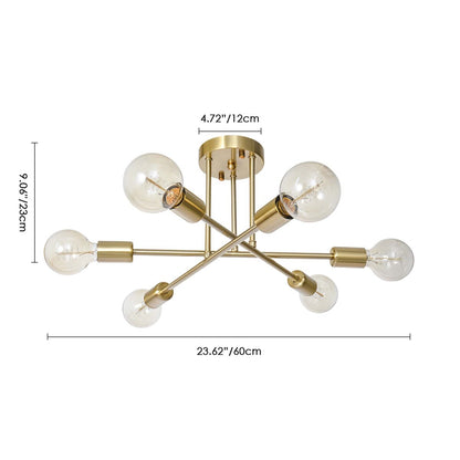 6 - Light Modern Metal 23.62'' Sputnik Semi-Flush Mount Ceiling Light