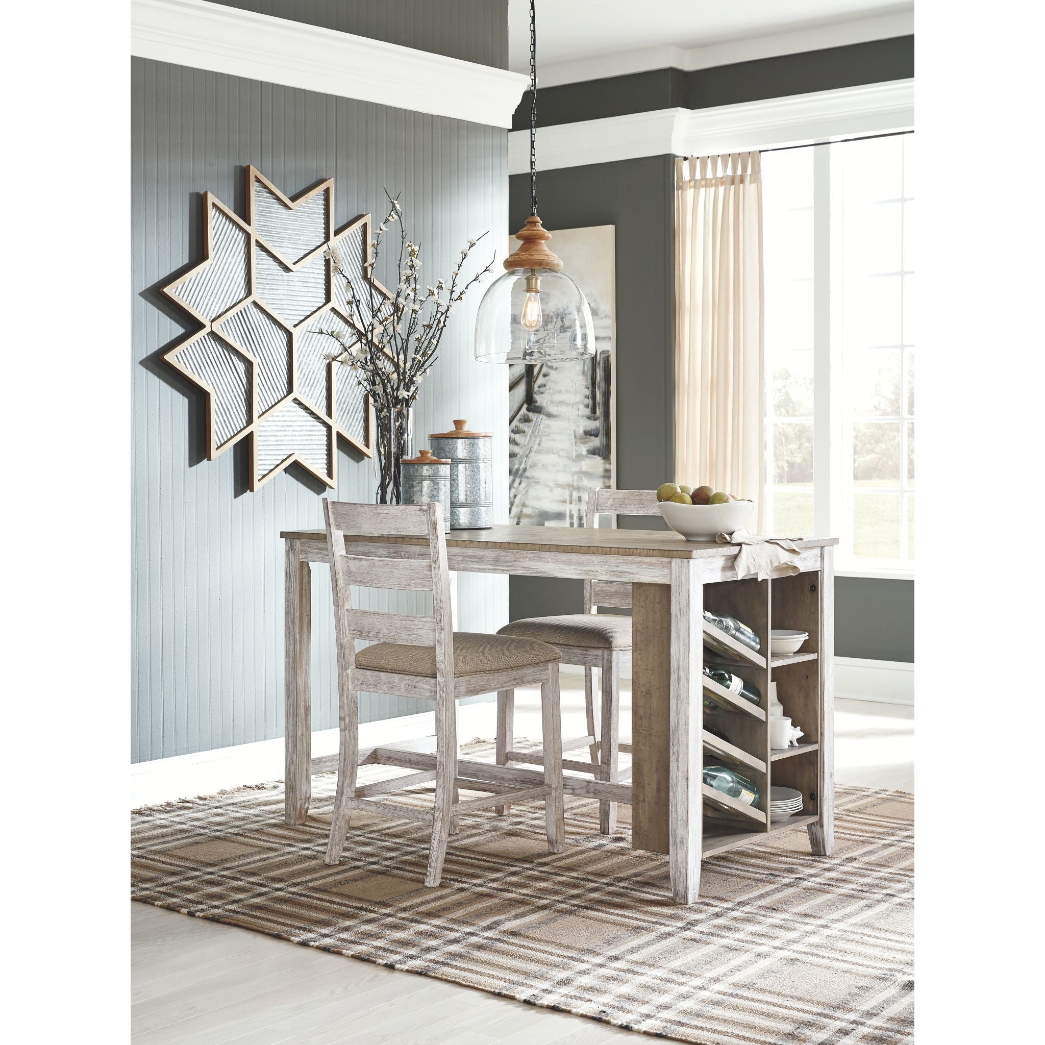 Table de bar Skempton - Blanc/marron clair - (D394-32)