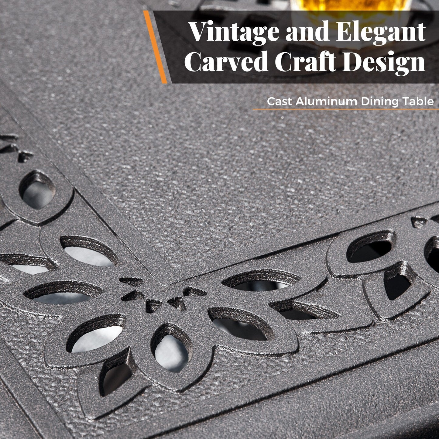 MAISON ARTS 7-Piece Cast Aluminum Patio Dining Set with Expandable Rectangular Table & 6 Cast Aluminum Chairs