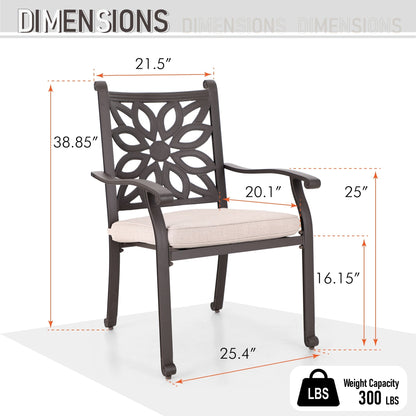 Ensemble de salle à manger/salle à manger de patio en aluminium moulé MAISON ARTS avec table à manger ronde et 6 chaises de patio en aluminium moulé