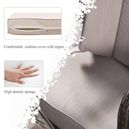 7 Pieces Outdoor Rattan Wicker Patio Round Dining Set with Cushions by Moda Furnishings