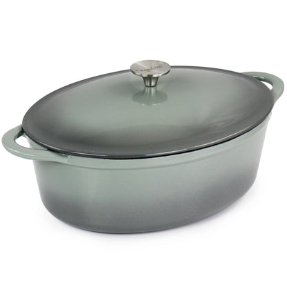 Cocotte ovale en fonte émaillée de 7 litres, couleur Storm Cloud