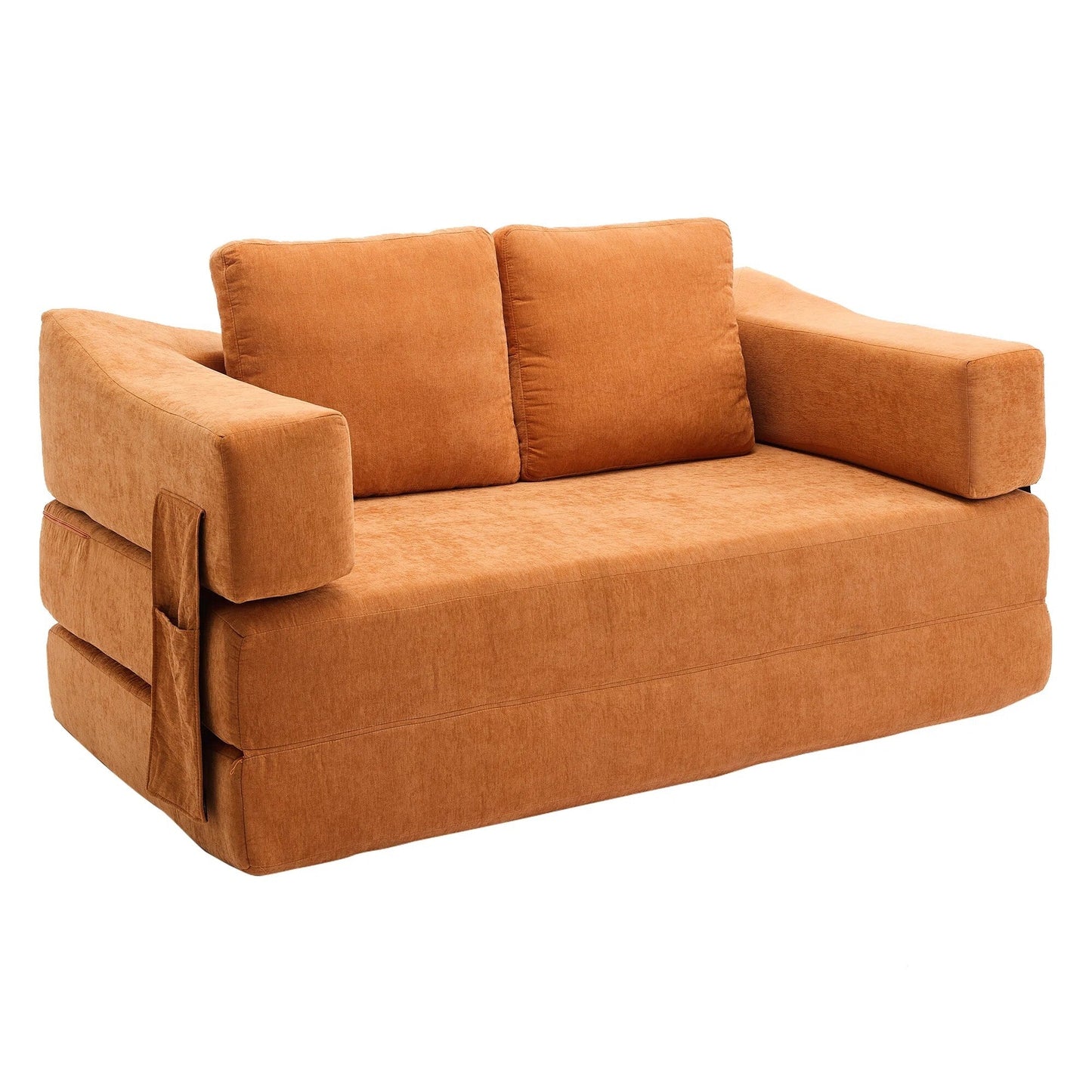 70.87 Upholstered Convertible Sleeper Sofa, Convertible Chair Floor Couch Comfy Sofa for Living Room, Bedroom, Chenille Fabric