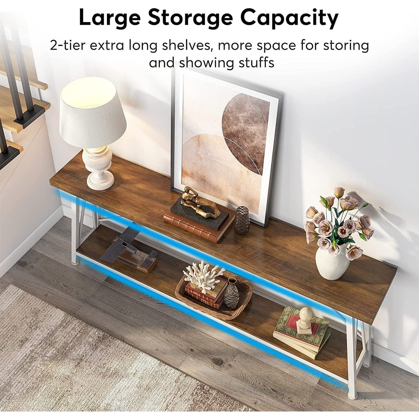 Table console d'entrée extra-longue de 70,9 pouces, style industriel