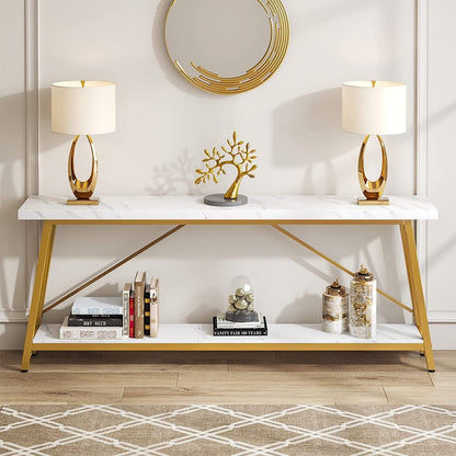 Table console d'entrée extra-longue de 70,9 pouces, style industriel