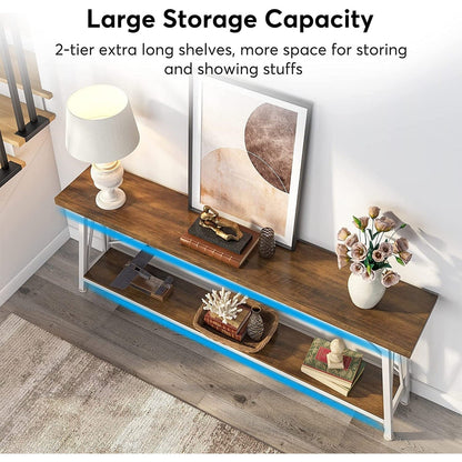 Table console d'entrée extra-longue de 70,9 pouces, style industriel