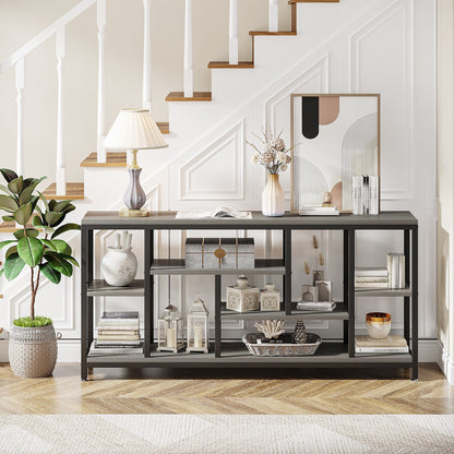 Console de canapé de 70,9 pouces avec rangement, table d'entrée à 3 niveaux pour couloir