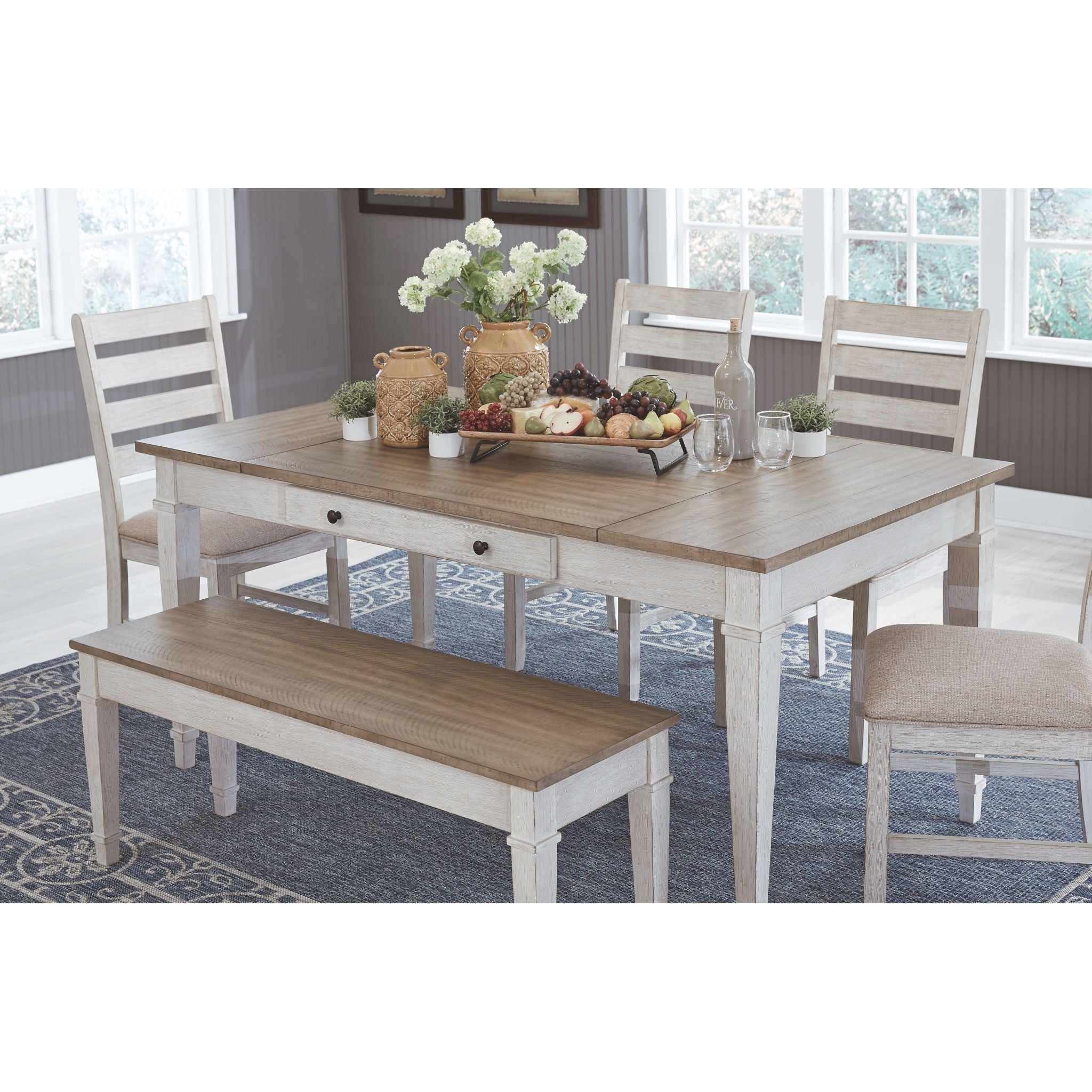 Table à manger Skempton - Blanc/Marron clair - (D394-25)