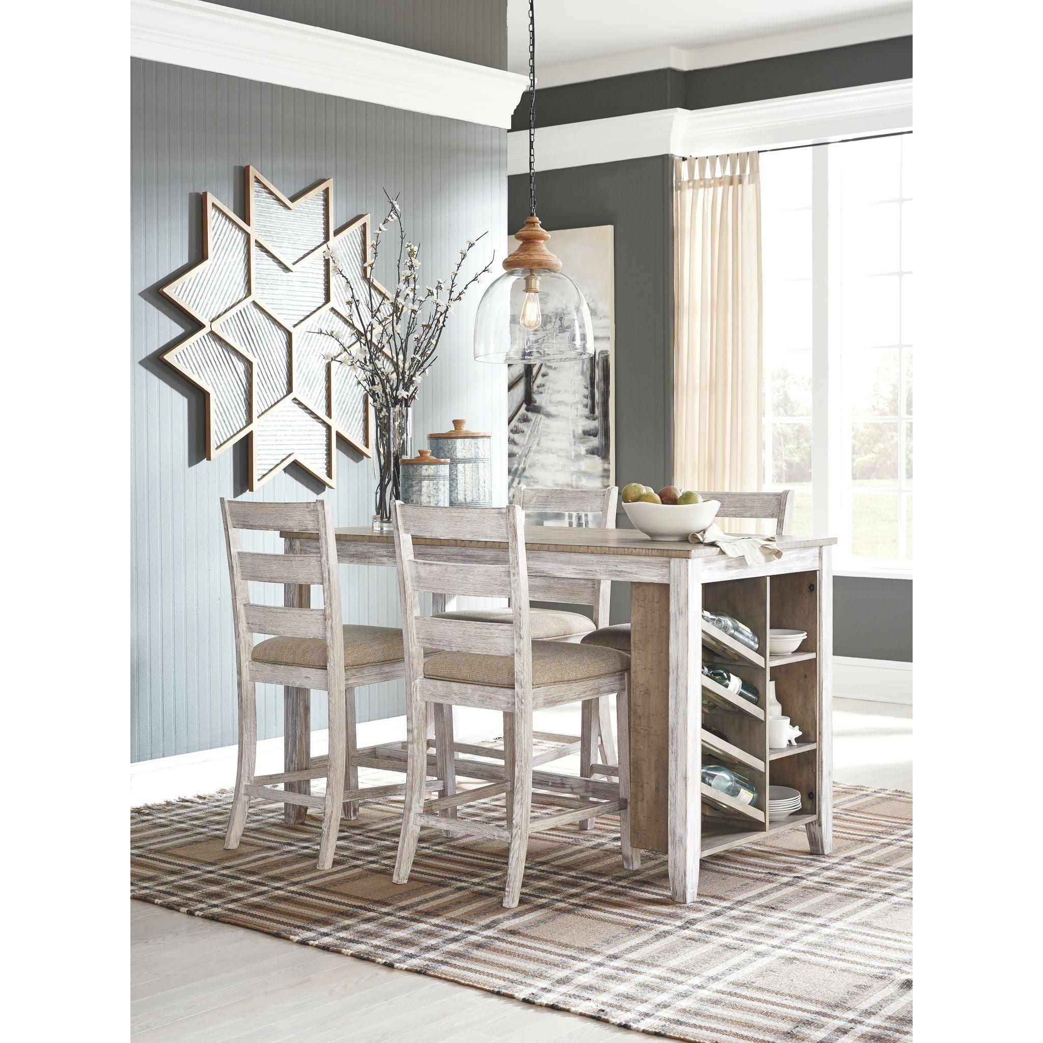 Table de bar Skempton - Blanc/marron clair - (D394-32)