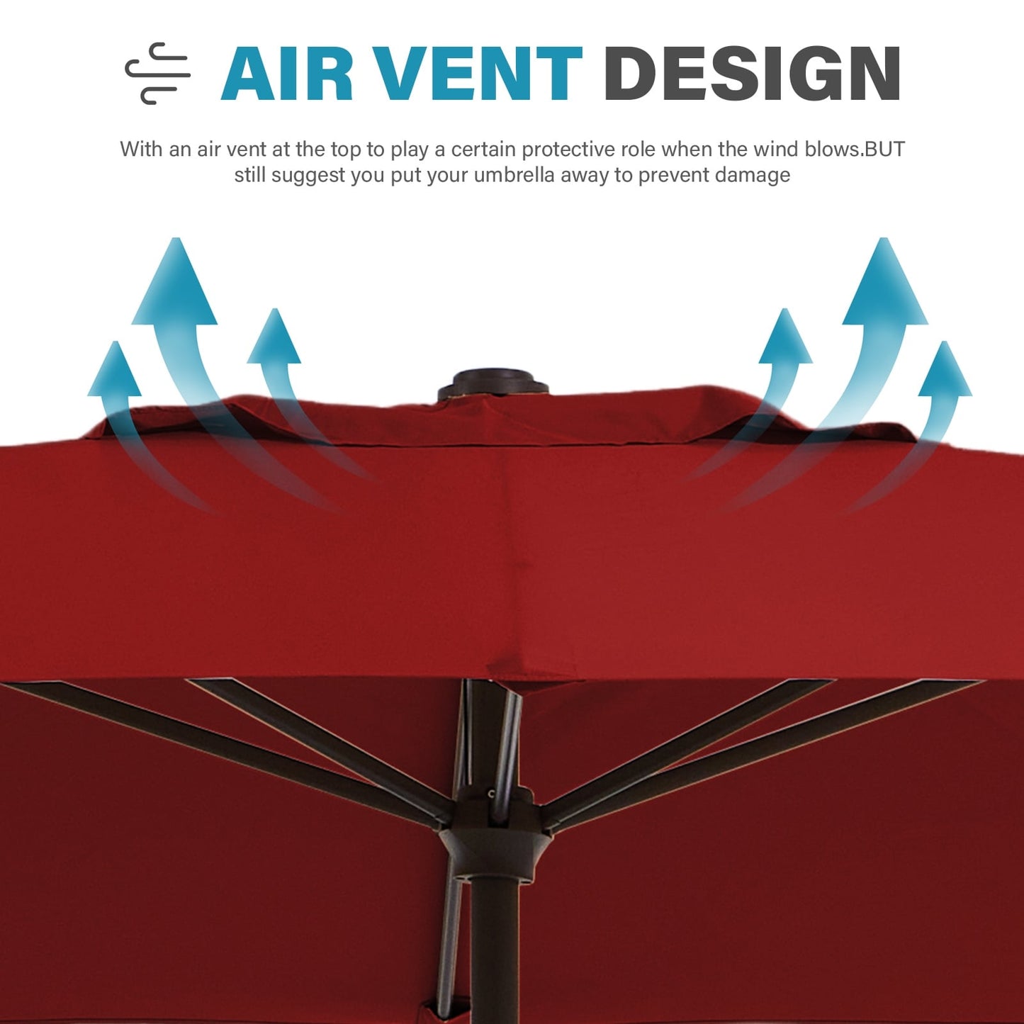 8*10ft Rectangular Patio Market Umbrella with Crank & Tilt，UV-Resistant