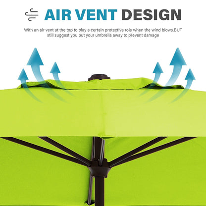 8*10ft Rectangular Patio Market Umbrella with Crank & Tilt，UV-Resistant