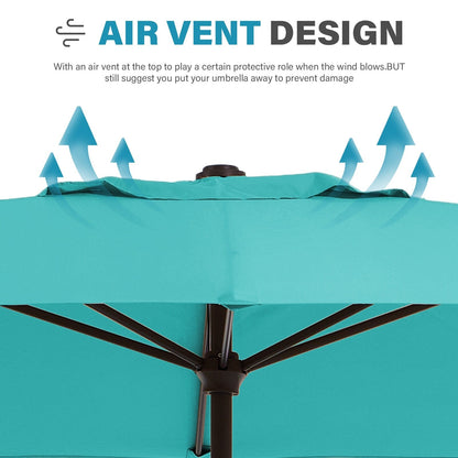 8*10ft Rectangular Patio Market Umbrella with Crank & Tilt，UV-Resistant