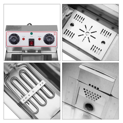 Friteuse à cuve unique en acier inoxydable de 8,5 QT, 1 700 W max., avec robinet et grande poignée