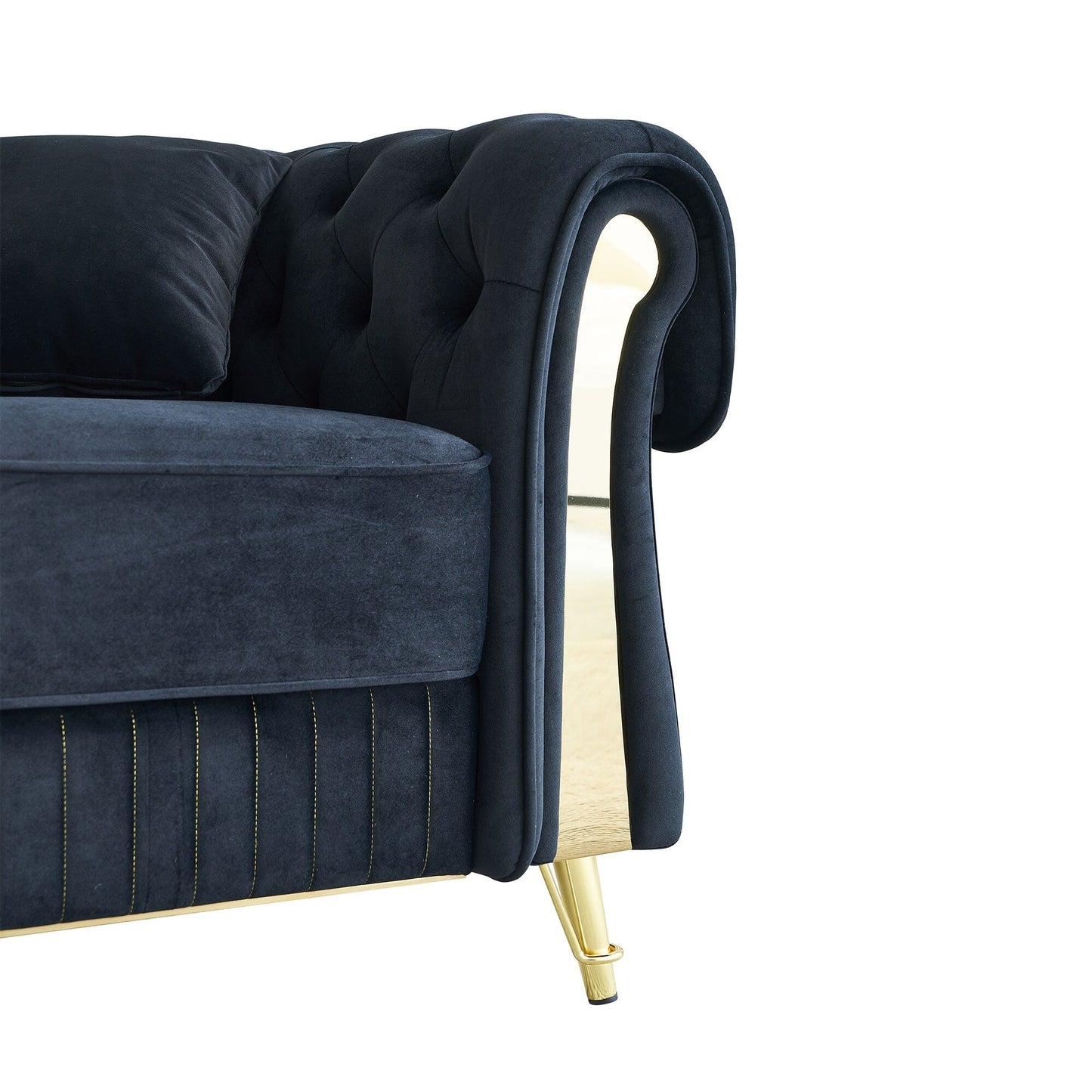 89 Velvet 3-Seater Sofa Sofa with Two Seat Cushions and Two Toss Pillows