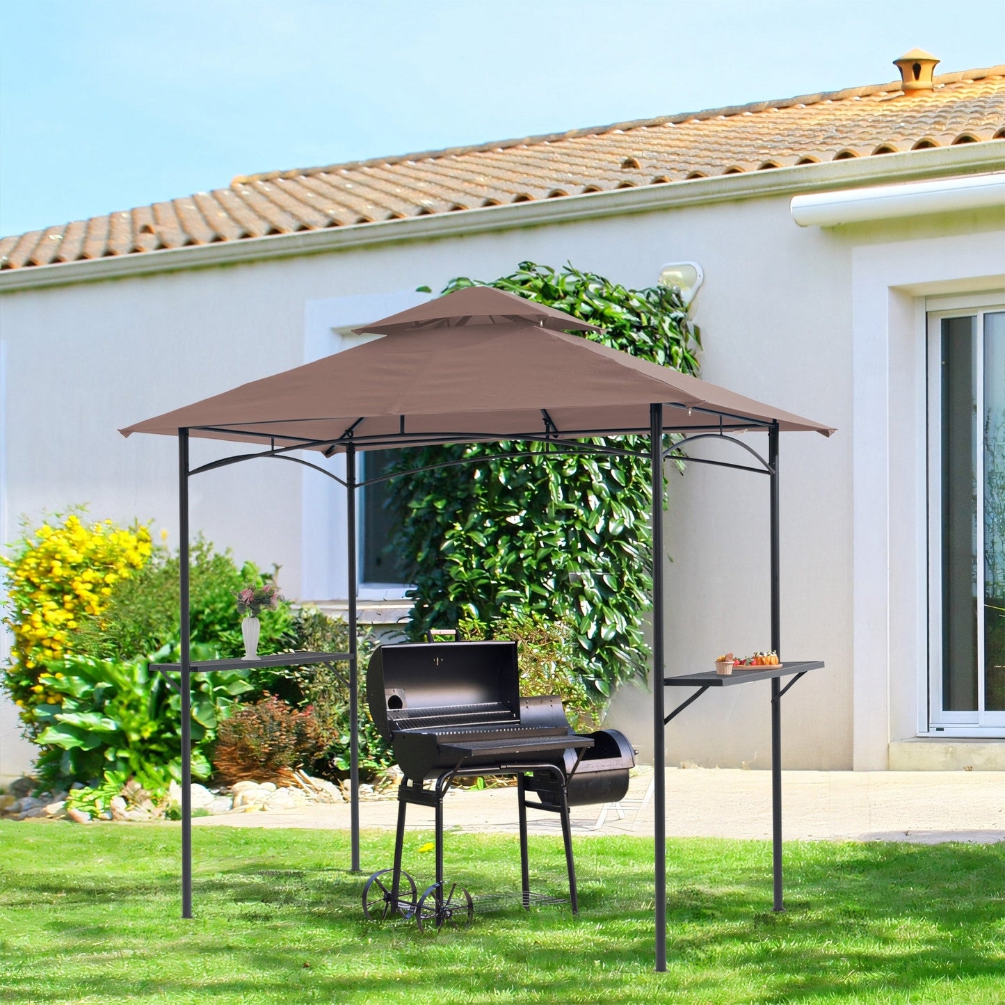 8' x 5' Outdoor Rainproof Grill Gazebo With Double Layer Vented Design