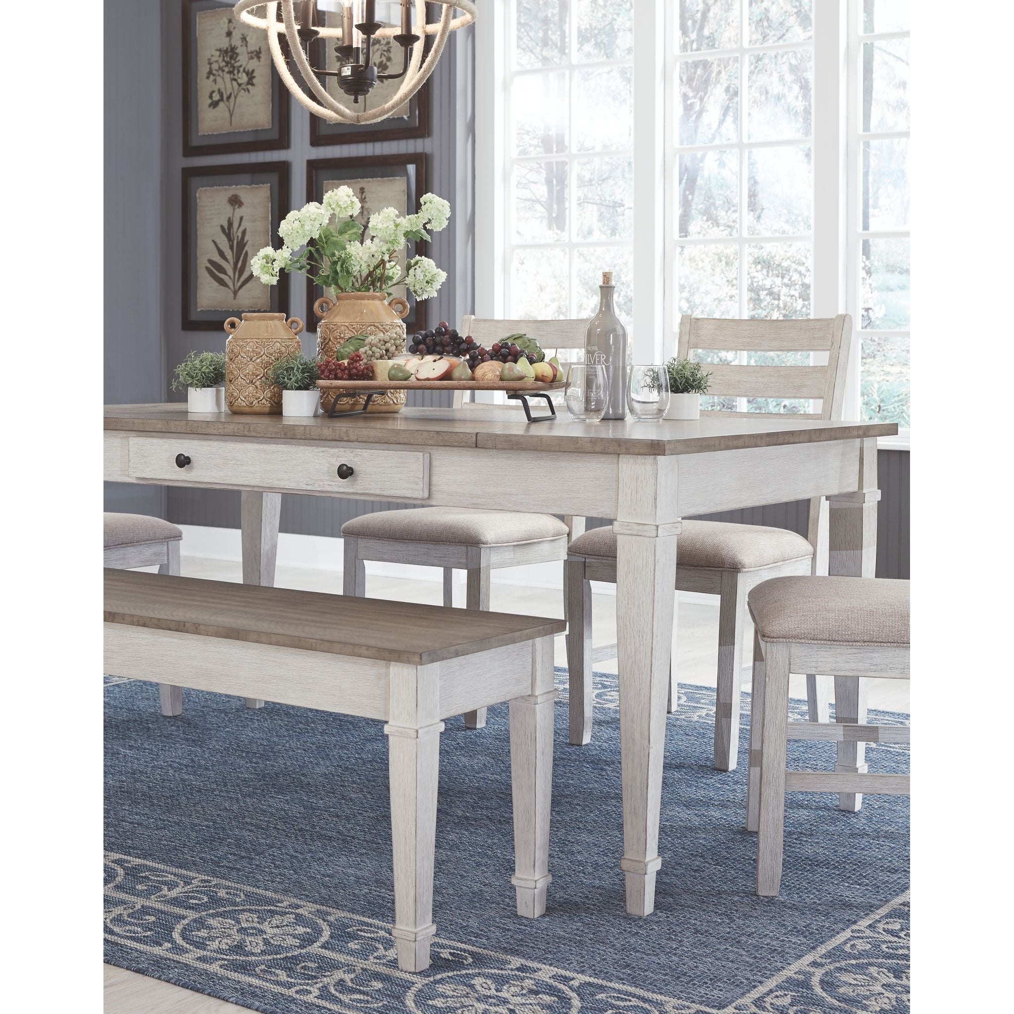 Table à manger Skempton - Blanc/Marron clair - (D394-25)