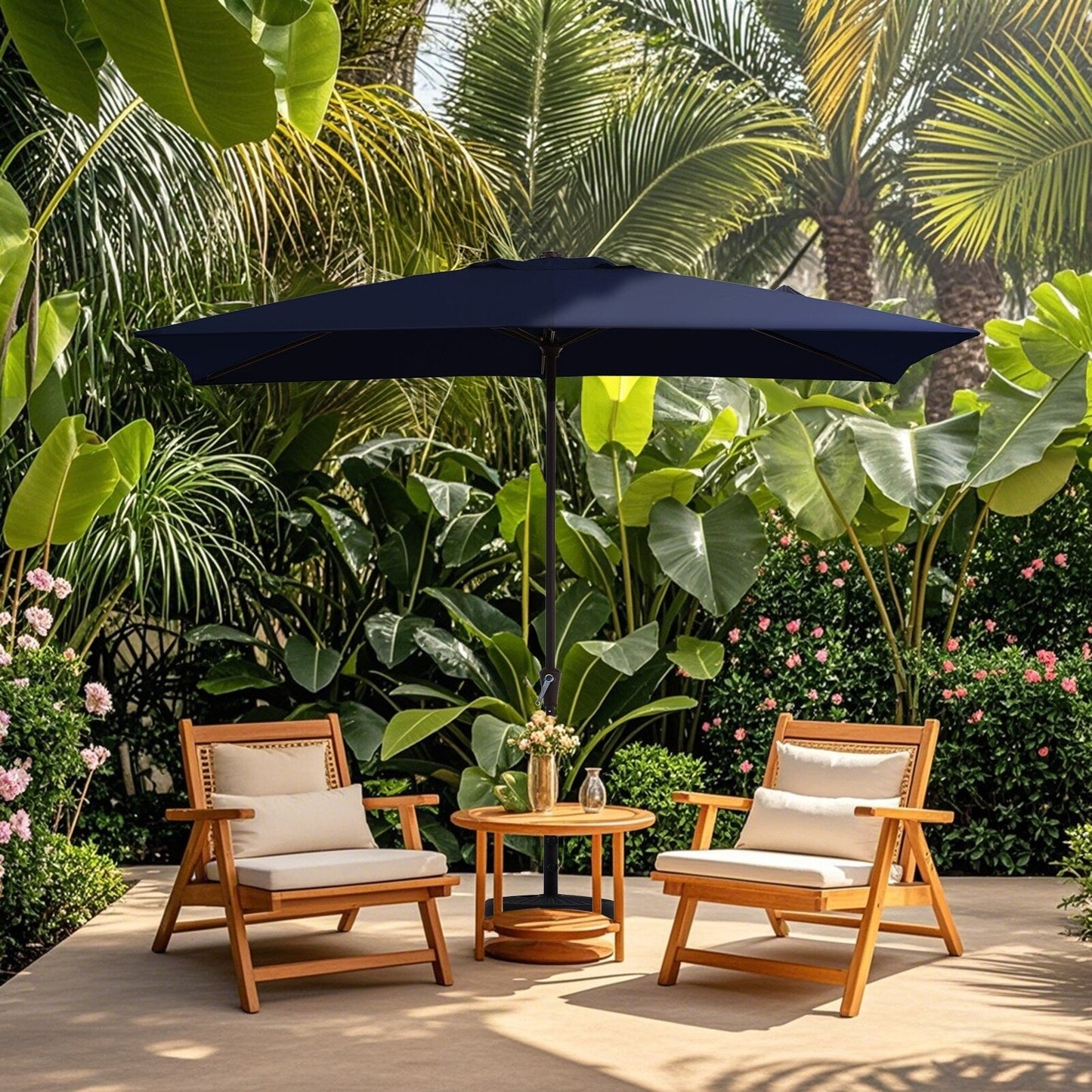 8*10ft Rectangular Patio Market Umbrella with Crank & Tilt，UV-Resistant