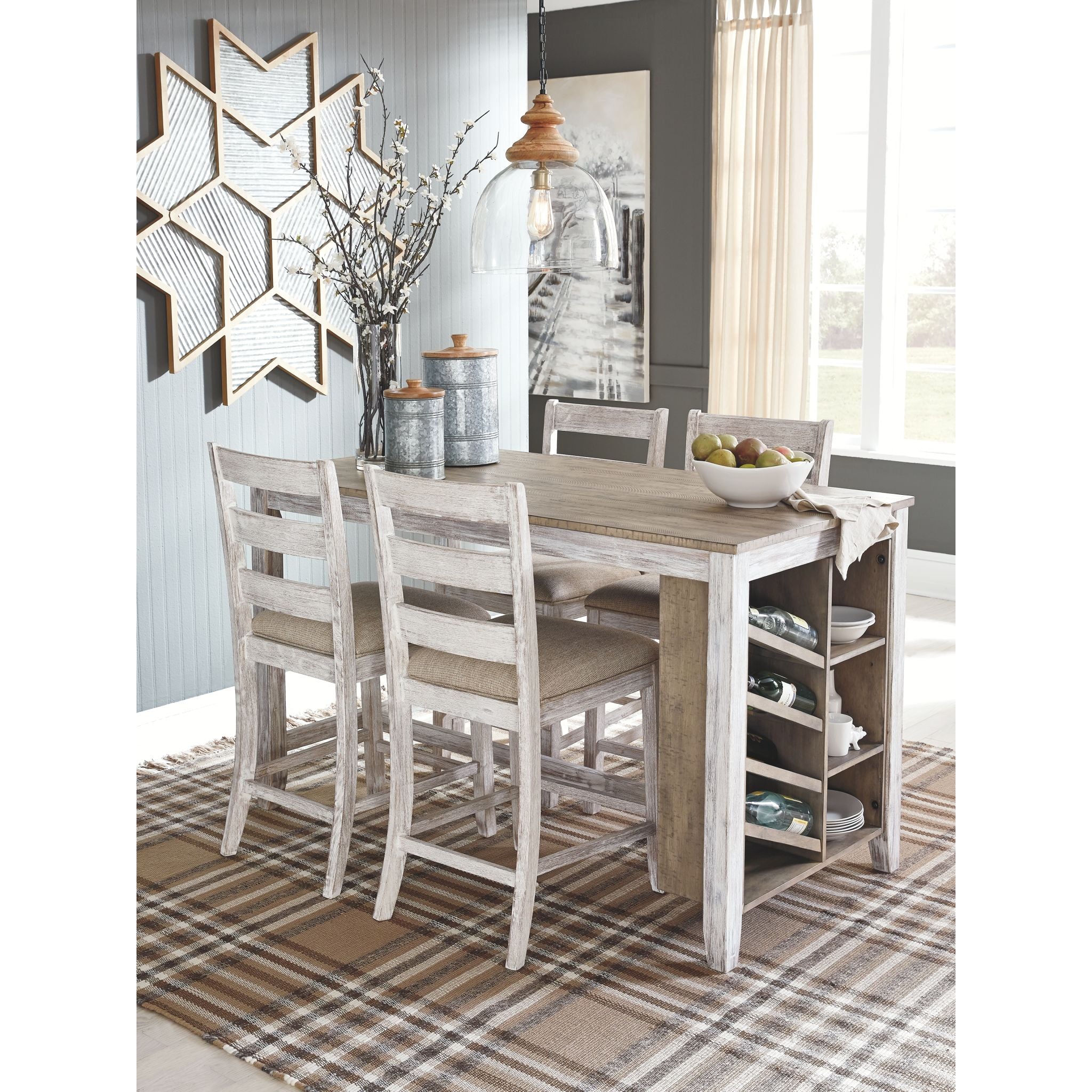 Table de bar Skempton - Blanc/marron clair - (D394-32)