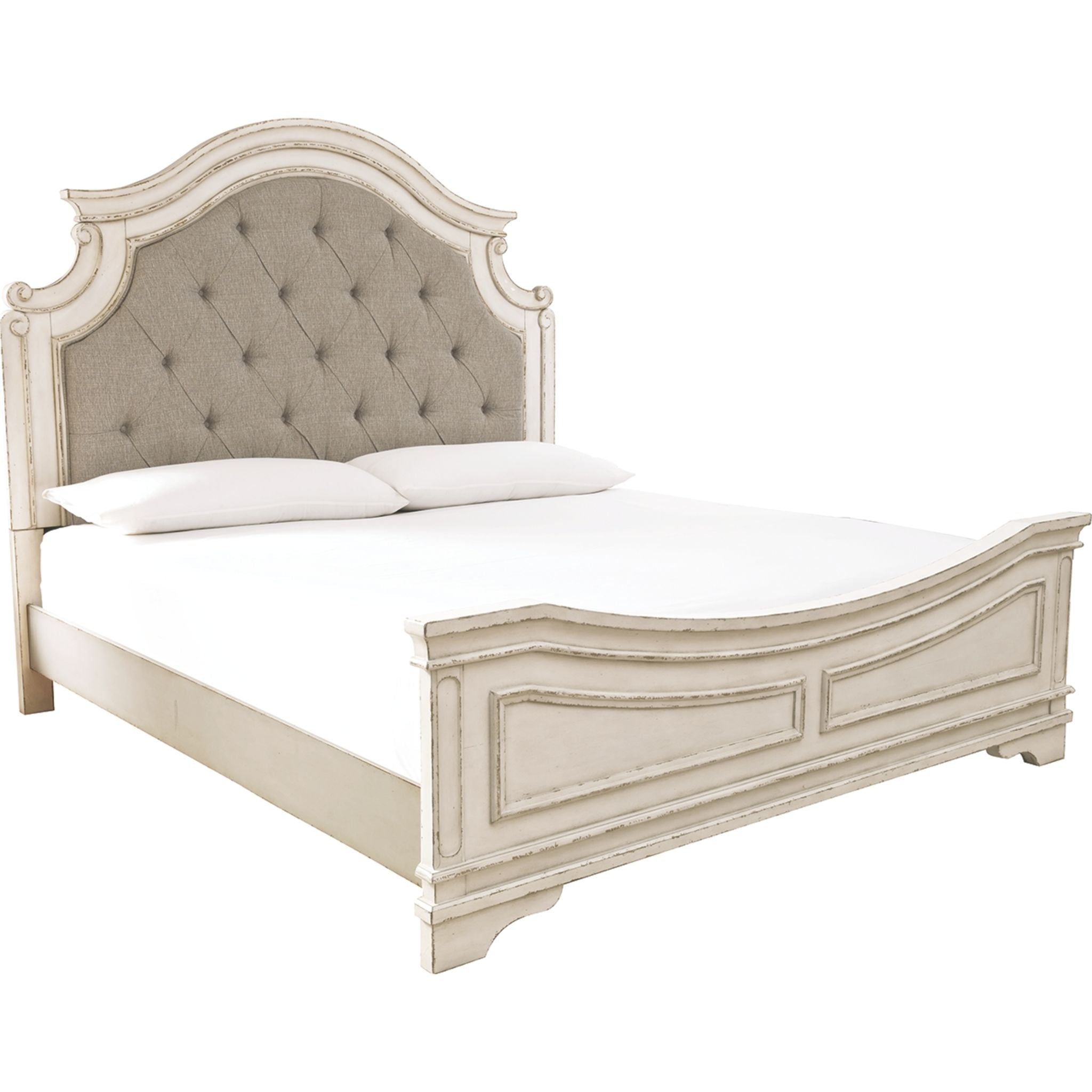 Chambre à coucher Realyn 5 pièces avec lit king size - Blanc écaillé