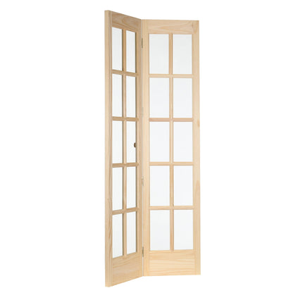 Porte pliante traditionnelle en pin brut AWC de 32 pouces avec verre divisé