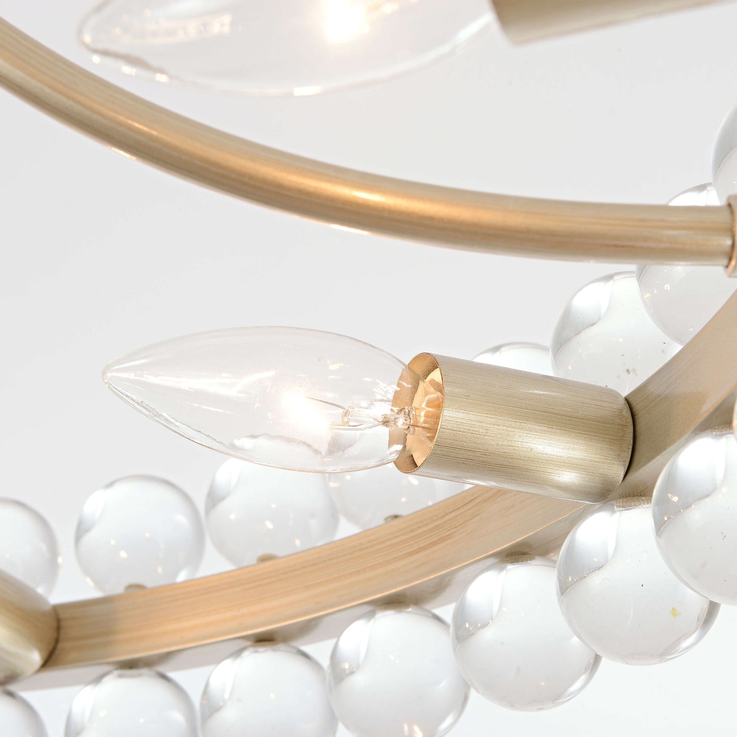 Plafonnier semi-encastré en cristal Elvira à 8 lumières, forme de roue de chariot