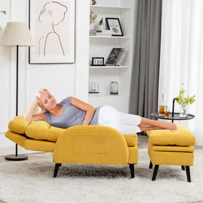 Fauteuil d'appoint HOMYKA avec dossier réglable et pouf de rangement