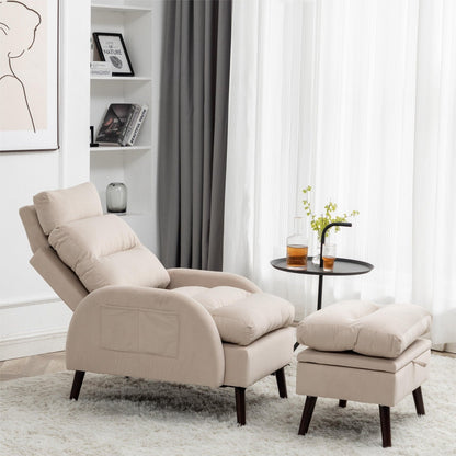 Fauteuil d'appoint HOMYKA avec dossier réglable et pouf de rangement