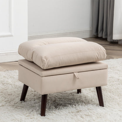Fauteuil d'appoint HOMYKA avec dossier réglable et pouf de rangement