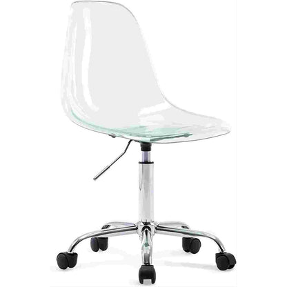 Chaise de bureau pivotante en acrylique à hauteur réglable sans accoudoirs