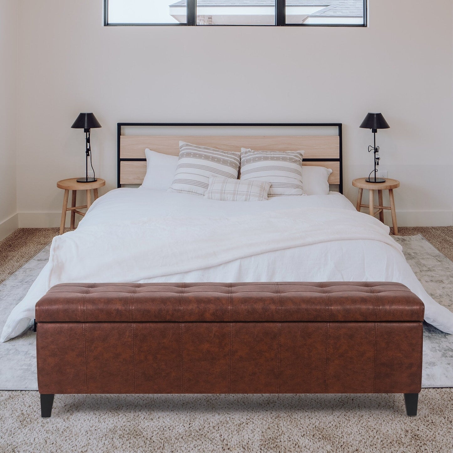 Banc ottoman de rangement en cuir reconstitué Adeco 50