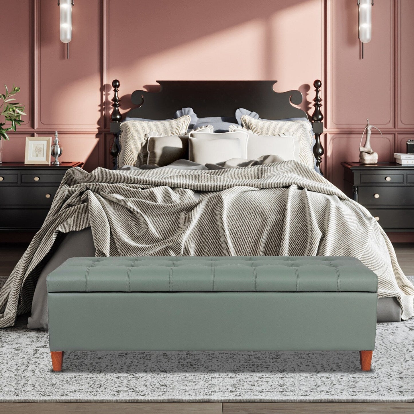 Banc ottoman de rangement en cuir reconstitué Adeco 50