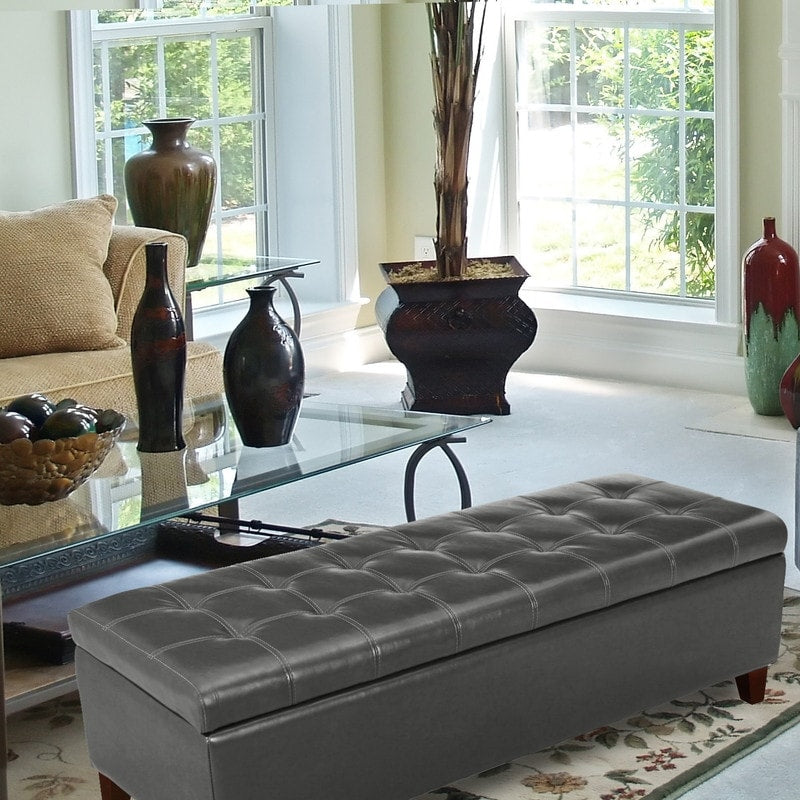 Banc ottoman de rangement en cuir reconstitué Adeco 50