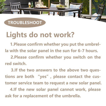 Ainfox 10ft Patio Umbrella with Lights Outdoor Solar Umbrella without Base