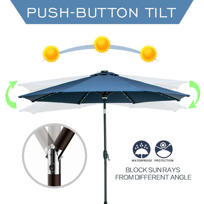 Ainfox 10ft Patio Umbrella with Lights Outdoor Solar Umbrella without Base