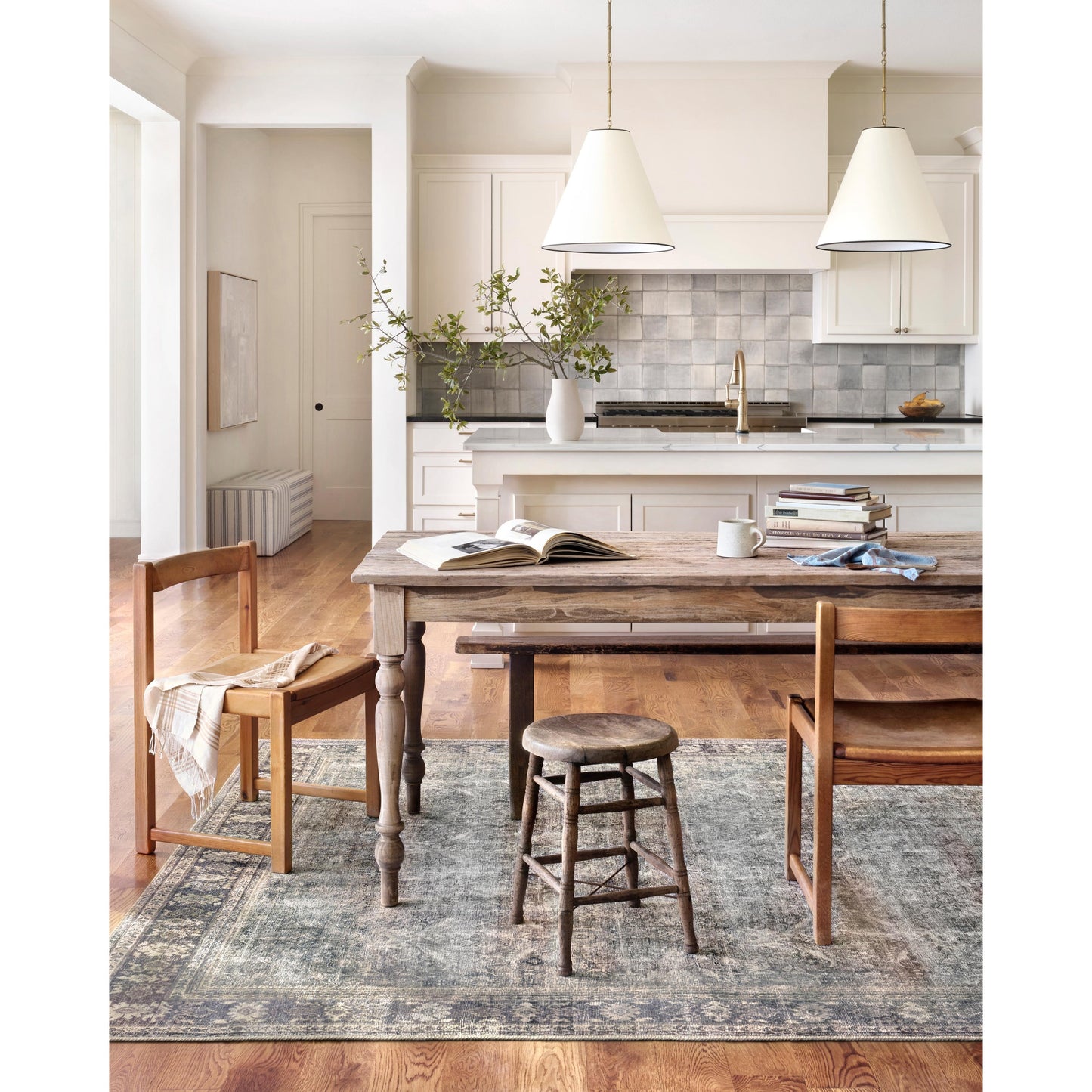 Alexander Home Sophia Distressed Grey Oriental Area Rug