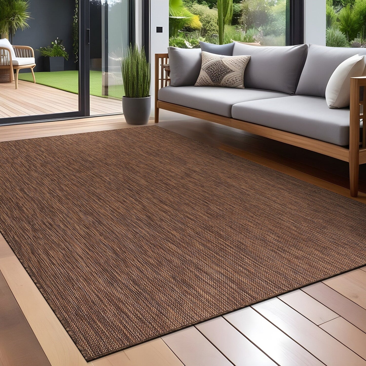 Aloha Washable Solid Indoor Outdoor Area Rug Patio Deck Living Room