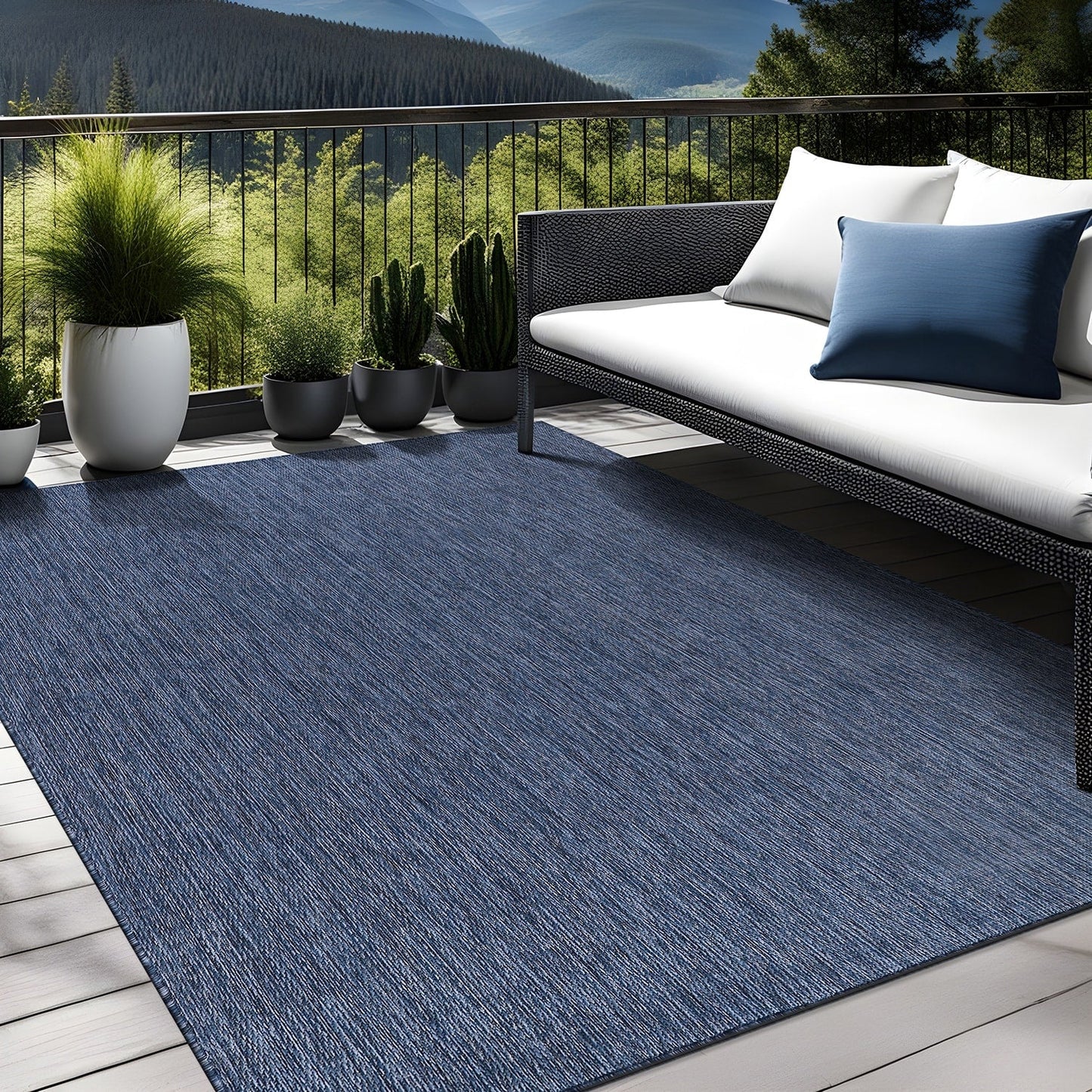 Aloha Washable Solid Indoor Outdoor Area Rug Patio Deck Living Room