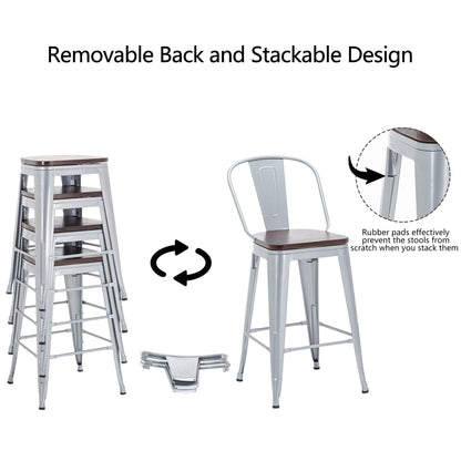 Tabourets de bar de ferme Andeworld, ensemble de 4 tabourets de bar à hauteur de comptoir - Ensemble de 4