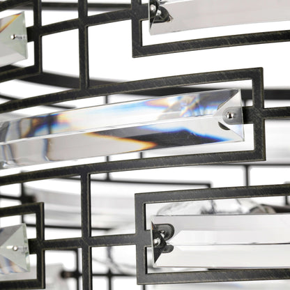 Lustre à abat-jour tambour Anita avec prisme en verre transparent