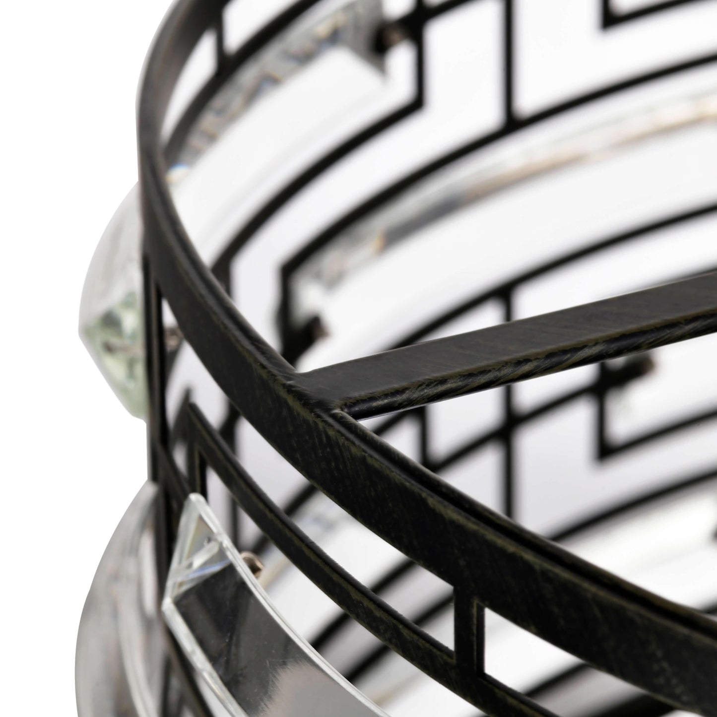 Lustre à abat-jour tambour Anita avec prisme en verre transparent