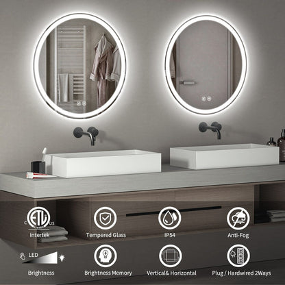 Miroir de courtoisie rond sans cadre, antibuée, éclairé par LED et à intensité variable