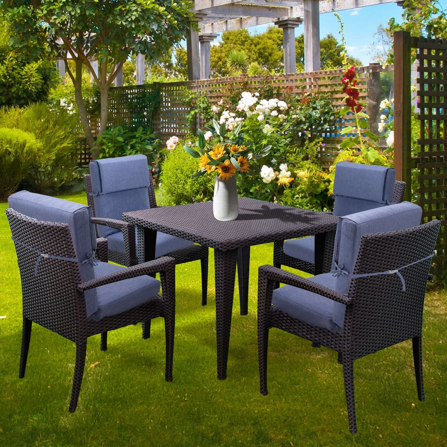 Lot de 4 coussins de chaise à dossier haut Aoodor Patio, 46 ​​x 21 x 4 pouces (coussins uniquement)