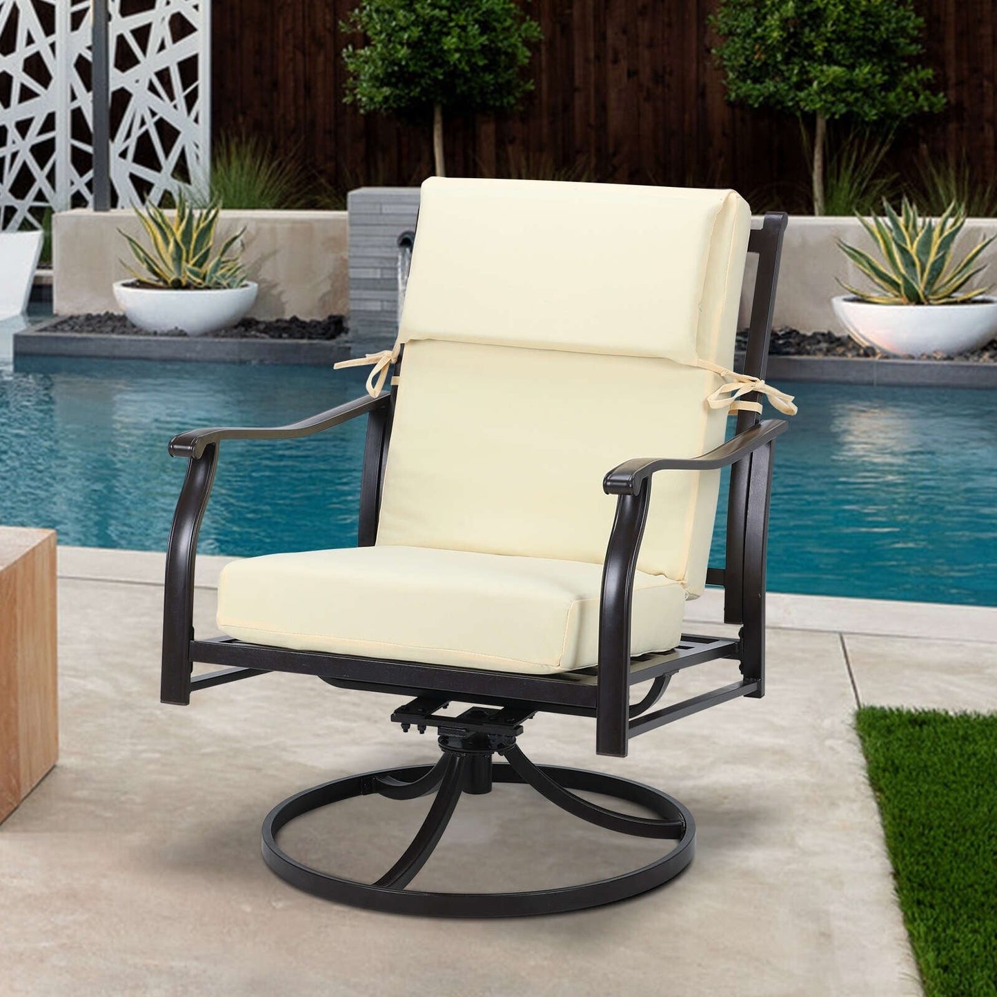 Lot de 4 coussins de chaise à dossier haut Aoodor Patio, 46 ​​x 21 x 4 pouces (coussins uniquement)