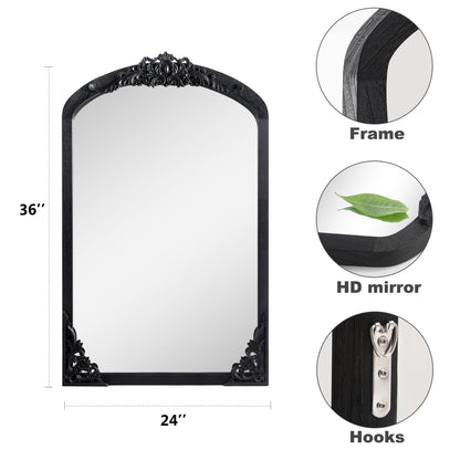 Miroir de sol sculpté en bois massif de forme arquée sur toute la longueur