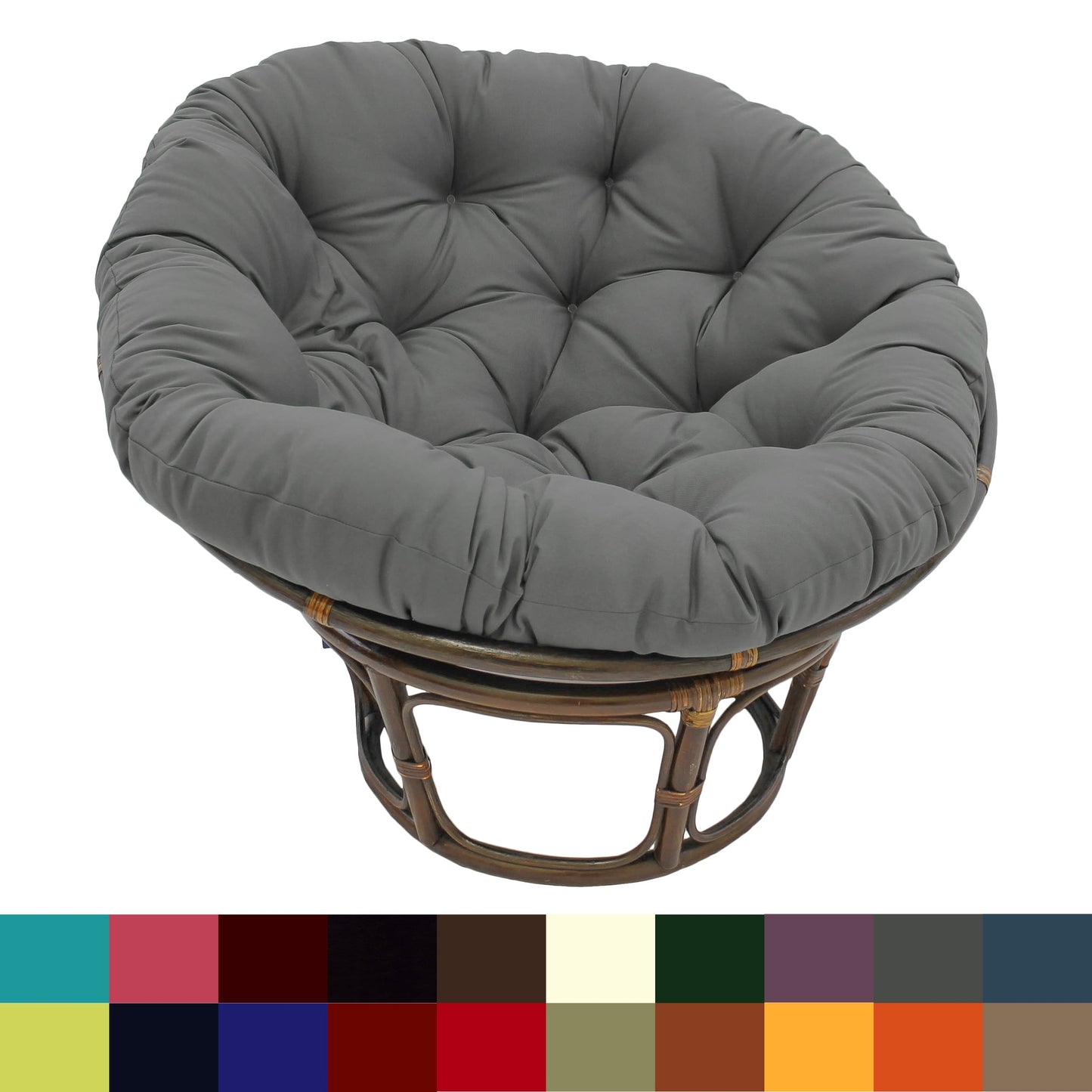 Chaise Papasan Bali en rotin de 42 pouces avec coussin en sergé