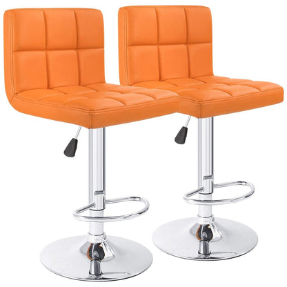 Bar Stools Adjustable Armless Swivel PU Leather Barstools Set of 2